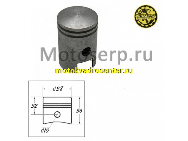 Купить  Поршень Мопед 10 пал.(2гр)(000) D38mm (шт) (Дан (R8 купить с доставкой по Москве и России, цена, технические характеристики, комплектация фото  - motoserp.ru