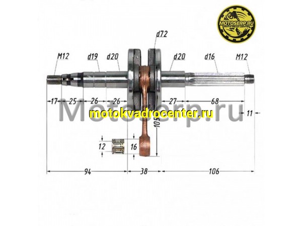 Купить  Коленвал (вал коленчатый)  1E52QMG 100cc пал d-12mm. Tactic 100 и др (шт) (R1 купить с доставкой по Москве и России, цена, технические характеристики, комплектация фото  - motoserp.ru