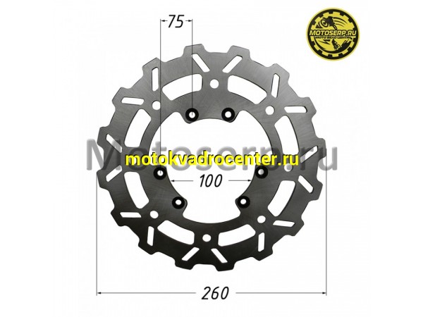 Купить  Диск тормозной передний J1/J2 (260x100) (отв:6x75) (шт) (Велос 4.230.0180 (Велос 30.526.0170 купить с доставкой по Москве и России, цена, технические характеристики, комплектация фото  - motoserp.ru