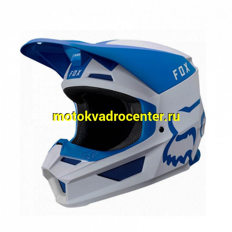 Купить  Шлем Кросс Fox V1 Mata Helmet Blue/White M 57-58 (21862-025-M) 1450гр (шт) (Fox Н58509 купить с доставкой по Москве и России, цена, технические характеристики, комплектация фото  - motoserp.ru