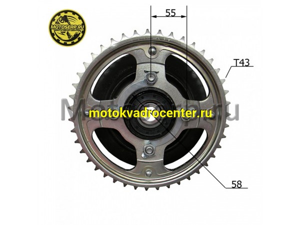 Купить  Звезда ведомая в сб. (428-43) (428-43T D-58mm, 4x55mm) Racer RC200 (шт) (TATA 800000692 купить с доставкой по Москве и России, цена, технические характеристики, комплектация фото  - motoserp.ru