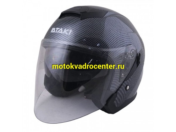 Купить  Шлем открытый  со стеклом Ataki JK526 Carbon черный/серый глянцевый XL (шт) (SM 823-4203 купить с доставкой по Москве и России, цена, технические характеристики, комплектация фото  - motoserp.ru