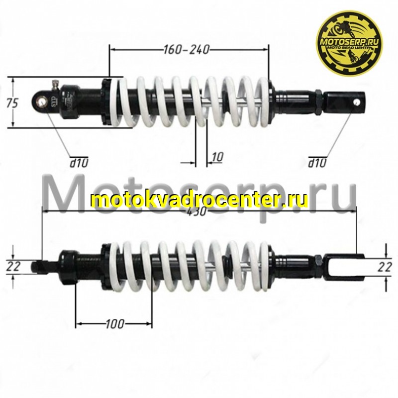 Купить  Амортизатор задний (L-430mm,D-10mm, M10) TTR250a (шт) (TATA 709000051 (MOTO-SKUTER 13876 купить с доставкой по Москве и России, цена, технические характеристики, комплектация фото  - motoserp.ru