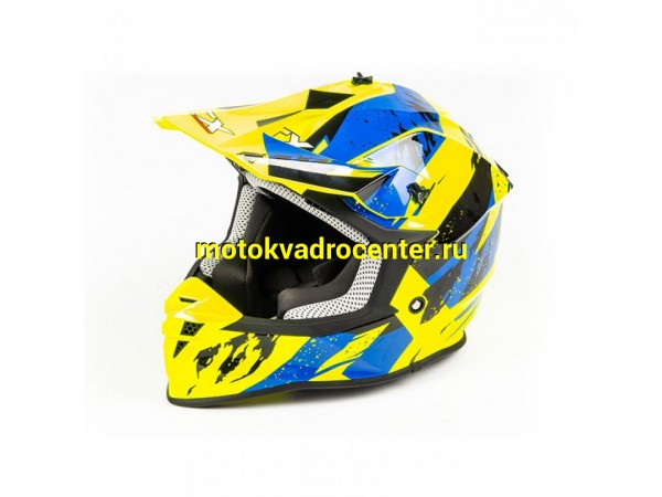 Купить  Шлем Кросс GTX 633 (S) #1 FLUO YELLOW/BLUE BLACK (шт) (0 купить с доставкой по Москве и России, цена, технические характеристики, комплектация фото  - motoserp.ru