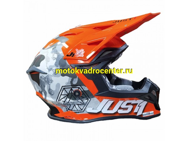 Купить  Шлем Кросс JUST1 J39 Kinetic камуфляж/серый/Hi-Vis оранжевый глянцевый (2021) XL (шт) (SM 941-3372 купить с доставкой по Москве и России, цена, технические характеристики, комплектация фото  - motoserp.ru