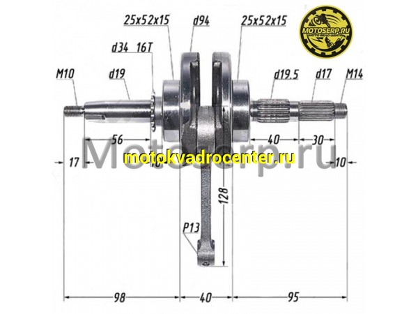 Купить  Коленвал (вал коленчатый) 156FMJ (1P56FMJ) YX140cc  p13mm (без эл.стартера) KAYO-140, JMC, YCF и др.(шт) (SM 015-5805  купить с доставкой по Москве и России, цена, технические характеристики, комплектация фото  - motoserp.ru