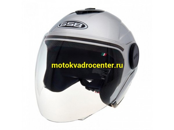 Купить  Шлем открытый  со стеклом GSB G-249 WHITE GLOSSY р-р M (шт) (0 купить с доставкой по Москве и России, цена, технические характеристики, комплектация фото  - motoserp.ru