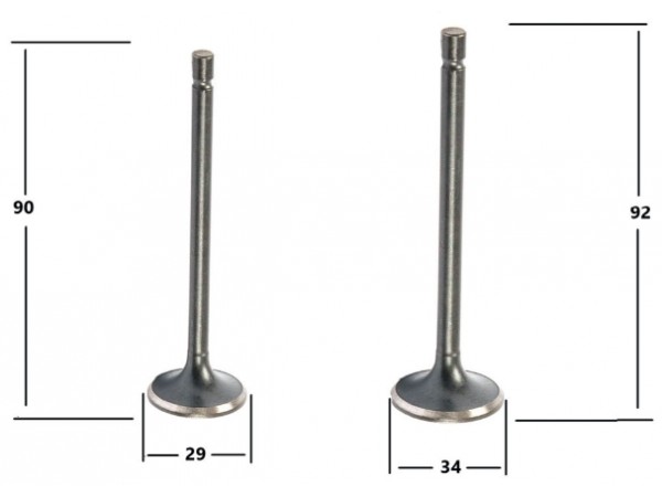 Купить  Клапан 169FMM (впуск/выпуск) (D-34mm, d-28,5mm, L-91mm, l-89mm, T-5,5mm, t-5,5mm) CB250 TTR250 и др (пар) (ML 5211  купить с доставкой по Москве и России, цена, технические характеристики, комплектация фото  - motoserp.ru