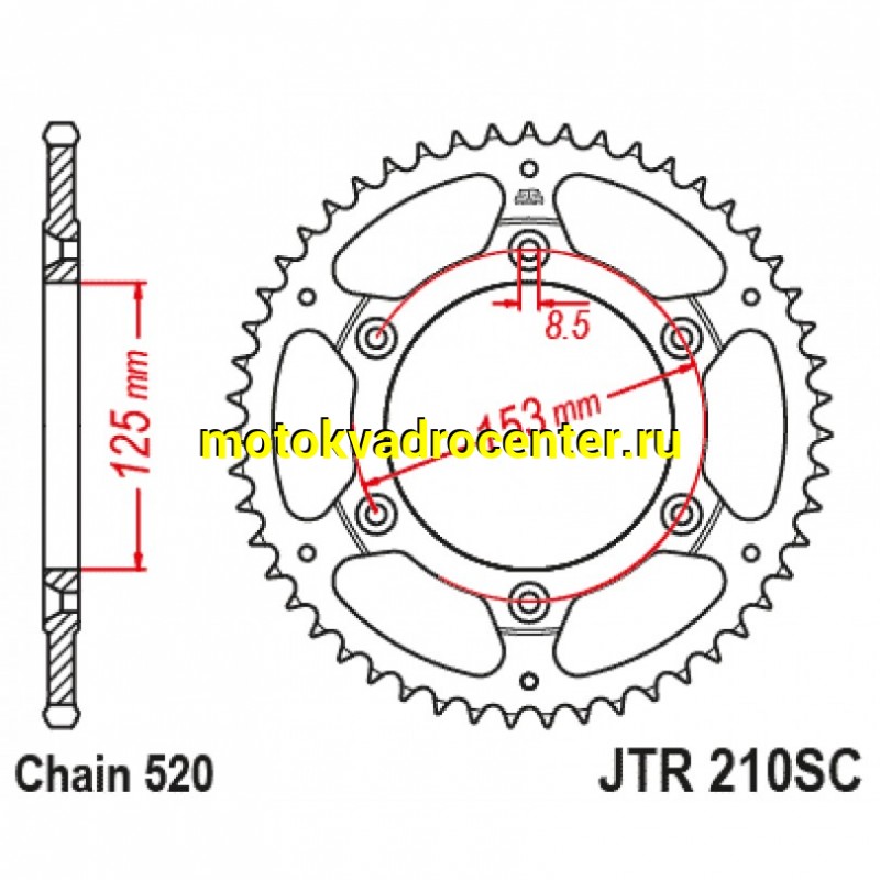 Купить  Звезда ведомая JTR210 48SC (шт) (JP купить с доставкой по Москве и России, цена, технические характеристики, комплектация фото  - motoserp.ru