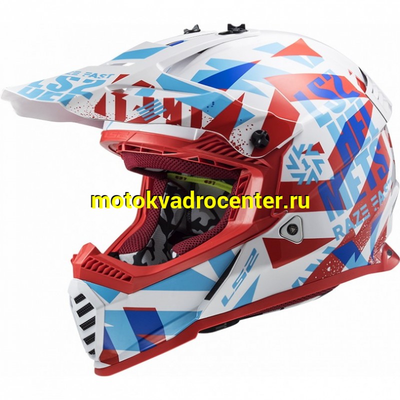 Купить  Шлем Кросс LS2 MX437 FAST EVO MINI FUNKY White Red (S) (шт) (LS2 купить с доставкой по Москве и России, цена, технические характеристики, комплектация фото  - motoserp.ru