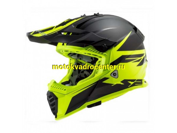 Купить  Шлем Кросс LS2 MX437 FAST EVO ROAR Black Hi-Vis Yellow (L) (шт) (LS2 купить с доставкой по Москве и России, цена, технические характеристики, комплектация фото  - motoserp.ru