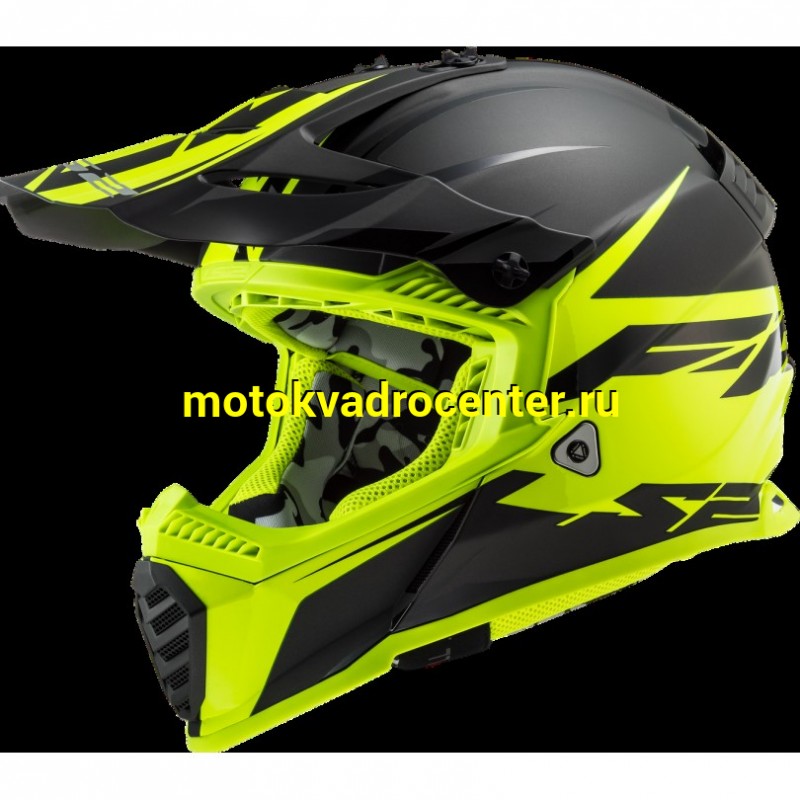 Купить  Шлем Кросс LS2 MX437 FAST EVO ROAR Black Hi-Vis Yellow (XL) (шт) (LS2 купить с доставкой по Москве и России, цена, технические характеристики, комплектация фото  - motoserp.ru