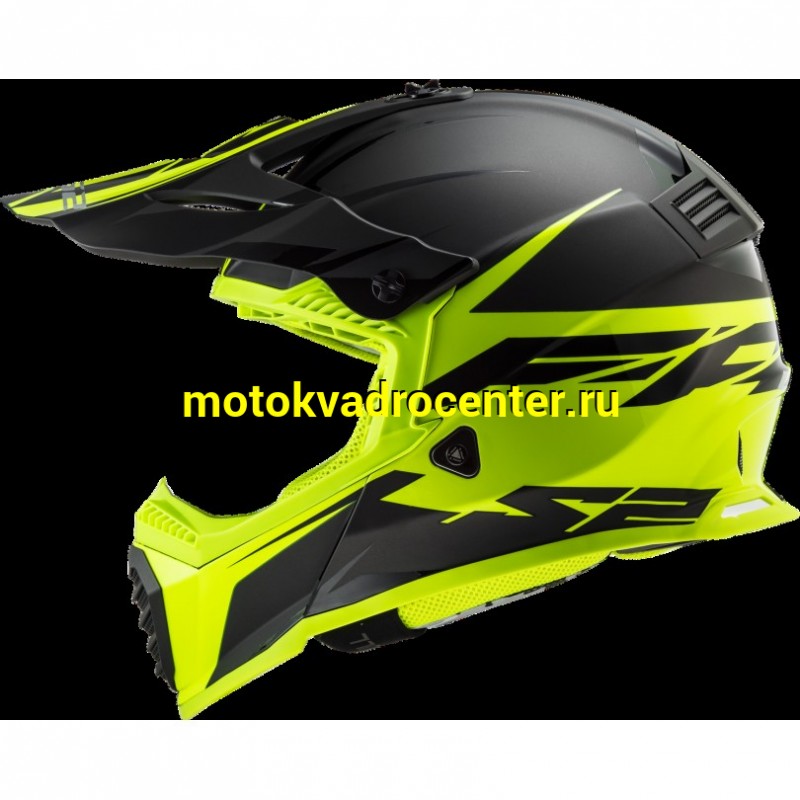 Купить  Шлем Кросс LS2 MX437 FAST EVO ROAR Black Hi-Vis Yellow (XL) (шт) (LS2 купить с доставкой по Москве и России, цена, технические характеристики, комплектация фото  - motoserp.ru