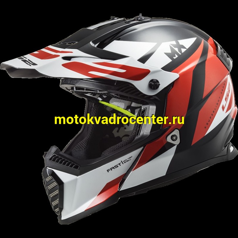 Купить  Шлем Кросс LS2 MX437 FAST EVO STRIKE BLACK WHITE RED (L) (шт) (LS2 купить с доставкой по Москве и России, цена, технические характеристики, комплектация фото  - motoserp.ru