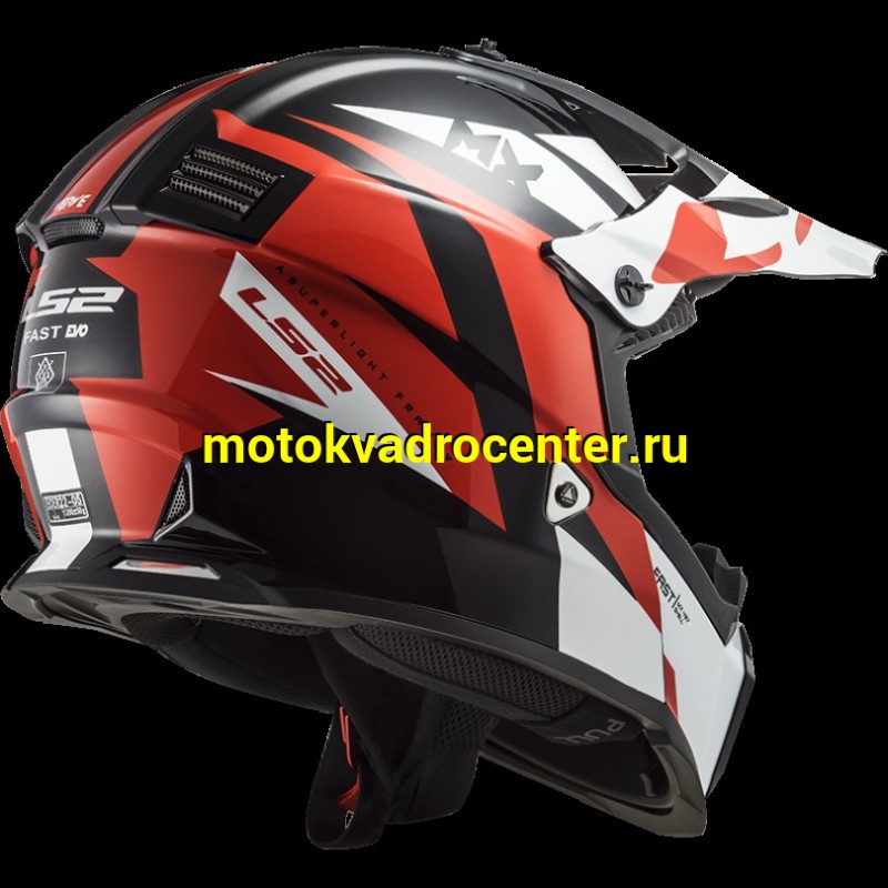 Купить  Шлем Кросс LS2 MX437 FAST EVO STRIKE BLACK WHITE RED (L) (шт) (LS2 купить с доставкой по Москве и России, цена, технические характеристики, комплектация фото  - motoserp.ru