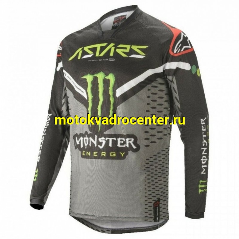 Купить  Джерси (футболка для мотокросса) V-RUS AlpineStars Raptor Monster Energy (цвет: черный/серый) (XL) (шт) (МотоЯ купить с доставкой по Москве и России, цена, технические характеристики, комплектация фото  - motoserp.ru