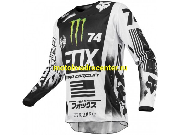Купить  Джерси (футболка для мотокросса) V-RUS Fox 180 Monster Pro Circuit (черный/белый (детский) рост 134 (шт) (МотоЯ купить с доставкой по Москве и России, цена, технические характеристики, комплектация фото  - motoserp.ru