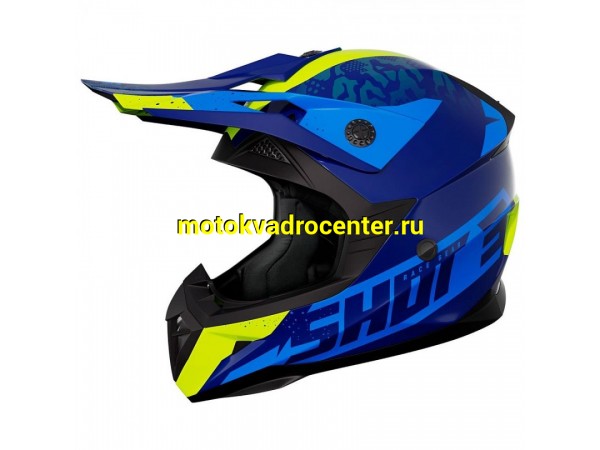 Купить  Шлем Кросс Shot PULSE AIRFIT синий/желтый (глянцевый) (S) (SM 941-4671 купить с доставкой по Москве и России, цена, технические характеристики, комплектация фото  - motoserp.ru