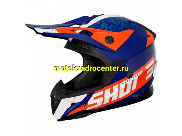 Купить  Шлем Кросс Shot PULSE AIRFIT синий/белый/оранжевый (глянцевый) (XS) (SM 941-6360 купить с доставкой по Москве и России, цена, технические характеристики, комплектация фото  - motoserp.ru