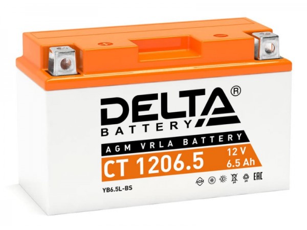 Купить  Аккумулятор 12в  6.5а (135x65x100) YB6.5L-BS Delta (шт) (Алькор CT 1206.5 купить с доставкой по Москве и России, цена, технические характеристики, комплектация фото  - motoserp.ru