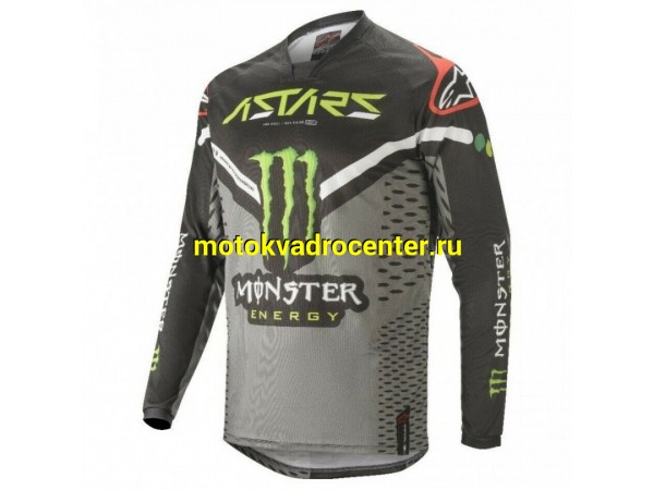 Купить  Джерси (футболка для мотокросса) V-RUS AlpineStars Raptor Monster Energy (цвет: черный/серый) (XXXXL) (шт) (МотоЯ купить с доставкой по Москве и России, цена, технические характеристики, комплектация фото  - motoserp.ru