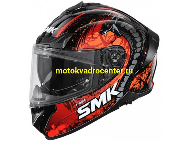 Купить  Шлем закрытый интеграл SMK TYPHOON REPTILE , цвет чёрный/красный (M) (шт) (Bajaj TYPHOON GL273 купить с доставкой по Москве и России, цена, технические характеристики, комплектация фото  - motoserp.ru