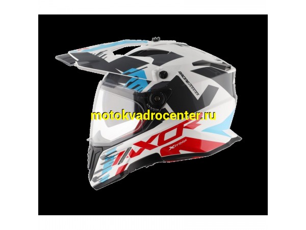 Купить  Шлем Кросс AXOR X - CROSS X1 DUAL VISOR (мотард), цвет белый, красный, синий, чёрный (L) (шт) (Bajaj AXR-X-CROSS DV-WR-E купить с доставкой по Москве и России, цена, технические характеристики, комплектация фото  - motoserp.ru