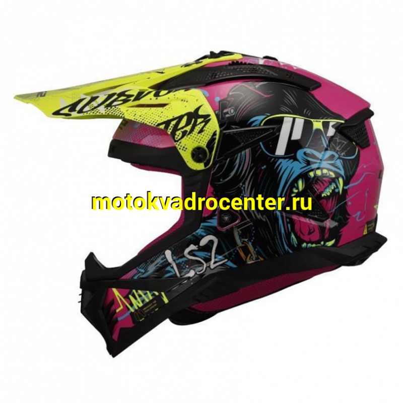 Купить  Шлем Кросс LS2 MX708 FAST II GORILLA Purple H-V Yellow (L) (шт) (LS2 купить с доставкой по Москве и России, цена, технические характеристики, комплектация фото  - motoserp.ru