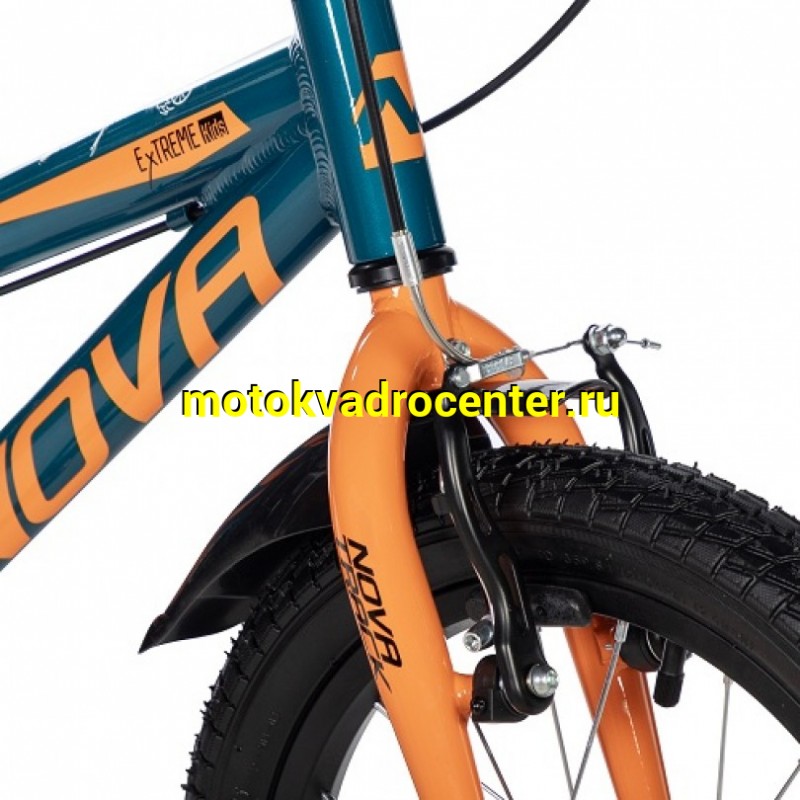 Купить  16" NOVATRACK EXTREME синий/ор (НОВАТРЕК ЭКСТРИМ) 16"; 1ск ; рама-алюм; тормоз-V-Brake (шт) (ART (M купить с доставкой по Москве и России, цена, технические характеристики, комплектация фото  - motoserp.ru