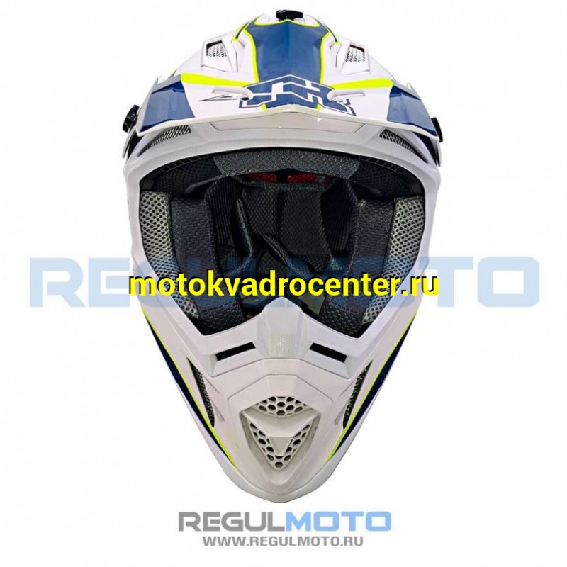 Купить  Шлем Кросс KIOSHI TR H637 белый/синий/зеленый (Глянцевый) р-р L (шт) (Regul 111222-18 купить с доставкой по Москве и России, цена, технические характеристики, комплектация фото  - motoserp.ru