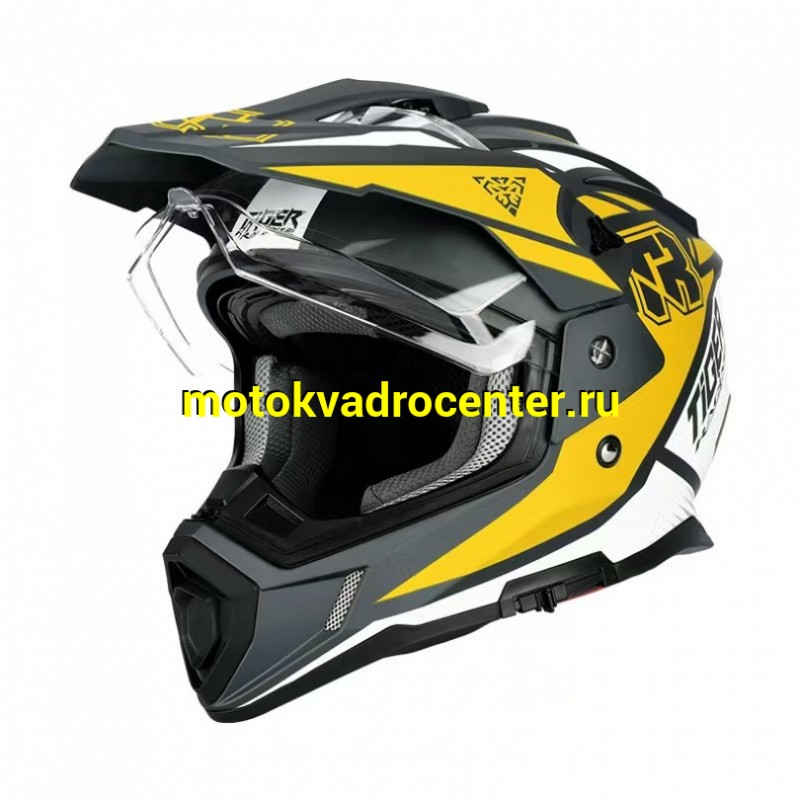 Купить  Шлем Кросс KIOSHI TR (мотард) черный/белый/желтый  р-р XXL  1390гр (шт)  (Regul 100100-5 купить с доставкой по Москве и России, цена, технические характеристики, комплектация фото  - motoserp.ru