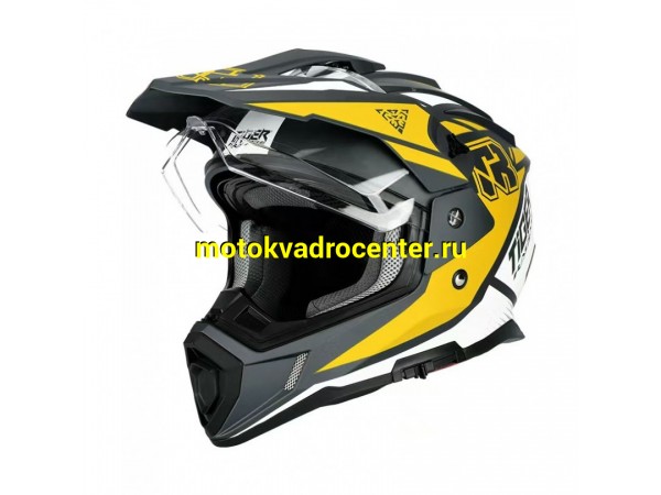 Купить  Шлем Кросс KIOSHI TR (мотард) черный/белый/желтый  р-р XL  1390гр (шт)  (Regul 100100-4 купить с доставкой по Москве и России, цена, технические характеристики, комплектация фото  - motoserp.ru