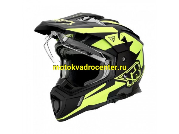 Купить  Шлем Кросс KIOSHI TR (мотард) черный/зеленый  р-р XL 1390гр (шт) (Regul 100100-24 купить с доставкой по Москве и России, цена, технические характеристики, комплектация фото  - motoserp.ru