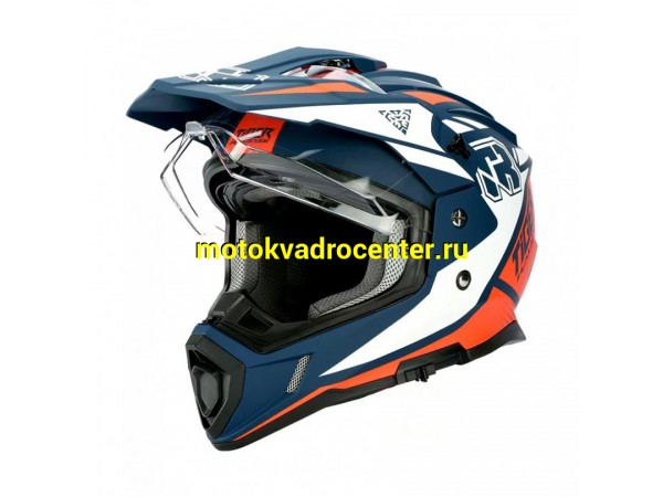 Купить  Шлем Кросс KIOSHI TR (мотард) белый/оранжевый/синий  р-р M  1390гр (шт)  (Regul 100100-17 купить с доставкой по Москве и России, цена, технические характеристики, комплектация фото  - motoserp.ru
