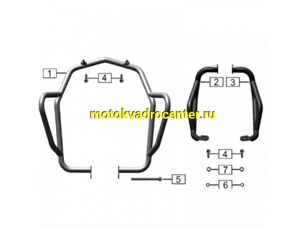 Купить  Дуги безопасности ATAKI CARRERA (3 шт) (комп) (SM L784-2824 купить с доставкой по Москве и России, цена, технические характеристики, комплектация фото  - motoserp.ru