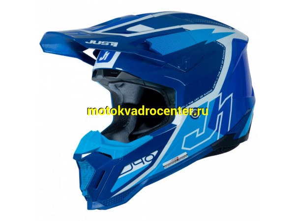 Купить  Шлем Кросс JUST1 J40 FLASH синий/белый матовый (XXL) (SM 880-3790 купить с доставкой по Москве и России, цена, технические характеристики, комплектация фото  - motoserp.ru