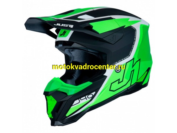 Купить  Шлем Кросс JUST1 J40 FLASH зеленый/белый матовый (XXL) (SM 880-5365 купить с доставкой по Москве и России, цена, технические характеристики, комплектация фото  - motoserp.ru