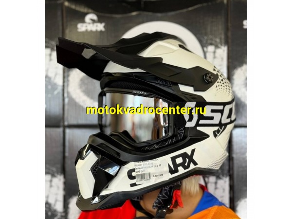 Купить  Шлем Кросс SPARX Raptor (JH-601) белый/черный  р-р M (шт) (CK купить с доставкой по Москве и России, цена, технические характеристики, комплектация фото  - motoserp.ru