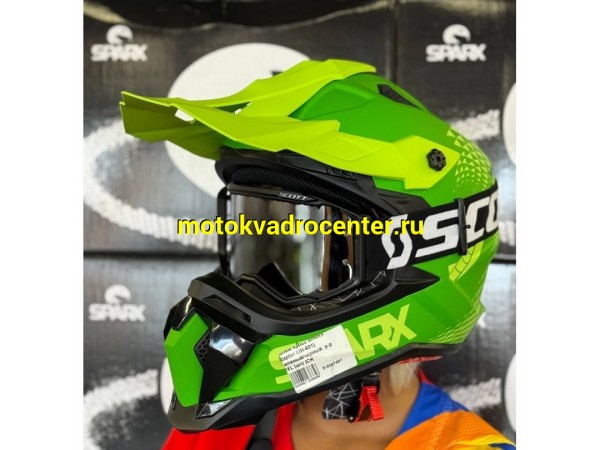 Купить  Шлем Кросс SPARX Raptor (JH-601) зеленый/черный  р-р 2XL (шт) (CK купить с доставкой по Москве и России, цена, технические характеристики, комплектация фото  - motoserp.ru