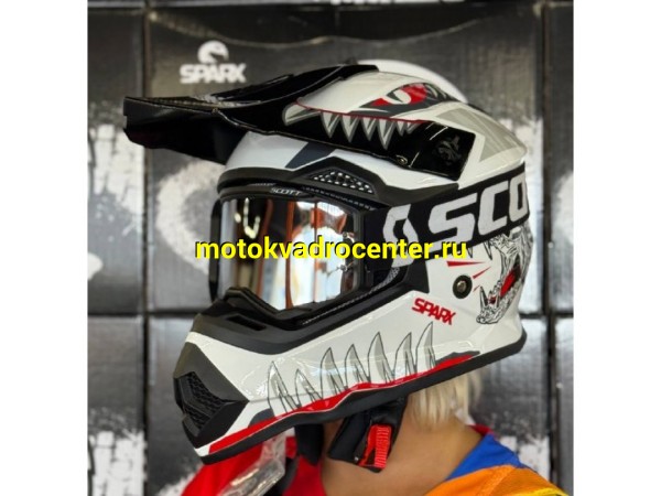 Купить  Шлем Кросс (Детский) SPARX Jet Monster белый ЛЮМИНИСЦЕНТНЫЙ р-р YXL (шт) (CK купить с доставкой по Москве и России, цена, технические характеристики, комплектация фото  - motoserp.ru