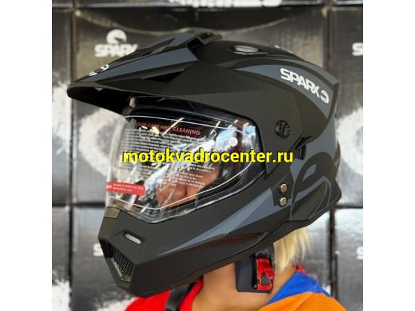 Купить  Шлем Кросс SPARX dual sport (мотард) Matador (JK802) черный/серый матовый р-р M (шт) (CK купить с доставкой по Москве и России, цена, технические характеристики, комплектация фото  - motoserp.ru