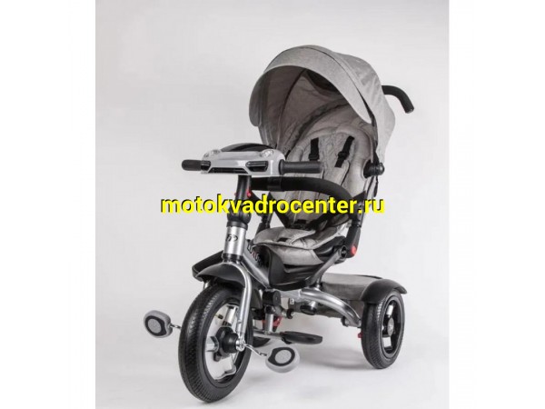 Купить  Велосипед TECH TEAM LUXURY серый 3-х колес с ручкой, полукруглым капюшоном, надувные колеса перед: 12"/ зад: 10" (шт) (ART купить с доставкой по Москве и России, цена, технические характеристики, комплектация фото  - motoserp.ru