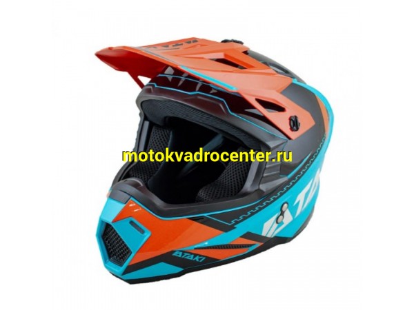 Купить  Шлем Кросс Ataki JK801 Valor оранжевый/голубой глянцевый р-р M  (шт)  (SM 941-6686 купить с доставкой по Москве и России, цена, технические характеристики, комплектация фото  - motoserp.ru