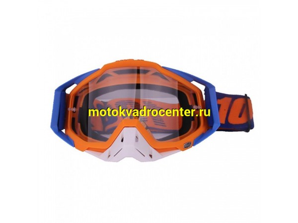 Купить  Очки мото Кросс 100% синий, оранжевый, белый (реплика) (шт) (О-N купить с доставкой по Москве и России, цена, технические характеристики, комплектация фото  - motoserp.ru