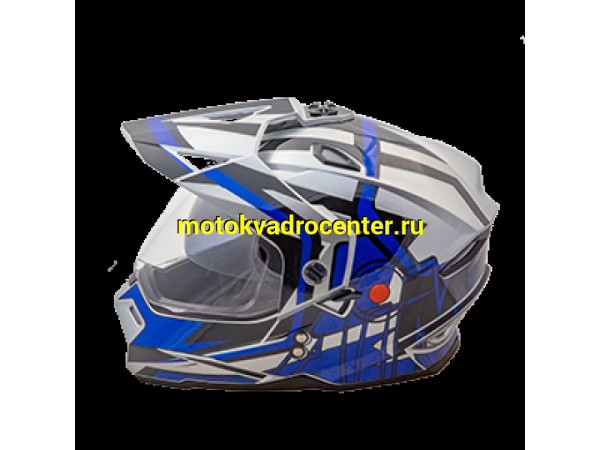 Купить  Шлем Кросс AIM JK802S (мотард) Blue/Black/Grey (синий, черный, серый) (XXXL) (шт) (AIM 802-012-XXXL купить с доставкой по Москве и России, цена, технические характеристики, комплектация фото  - motoserp.ru