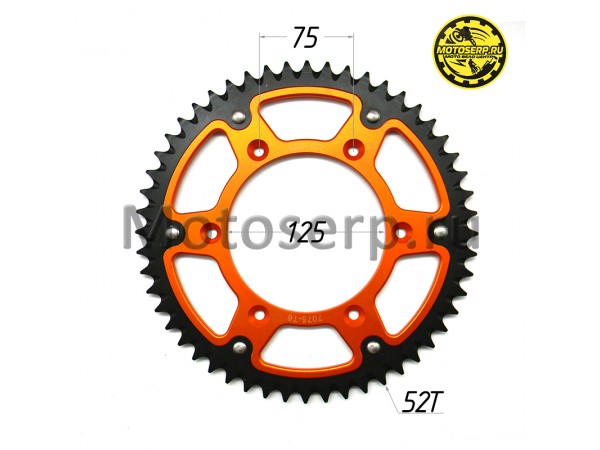 Купить  Звезда ведомая голая (венец) (520-52) (520-52T D-125mm, 6x75mm) Двухкомпанентная OTOM (Алюминиевая+Сталь) (шт) (Кокурин купить с доставкой по Москве и России, цена, технические характеристики, комплектация фото  - motoserp.ru