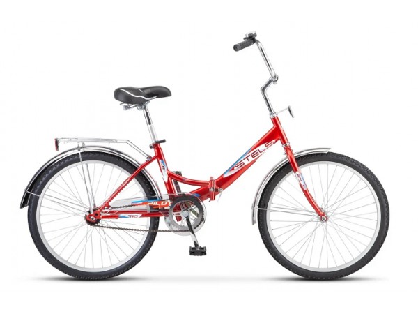Купить  24" STELS PILOT-710 красный (Стелс Пилот-710) 24"; 1ск; рама-сталь; тормоз-ножной; багажник (шт) (ART  купить с доставкой по Москве и России, цена, технические характеристики, комплектация фото  - motoserp.ru