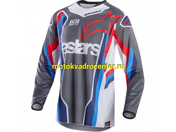 Купить  Джерси (футболка для мотокросса) V-RUS AlpineStars Racer (цвет: серый/белый) (5XL) (шт) (МотоЯ купить с доставкой по Москве и России, цена, технические характеристики, комплектация фото  - motoserp.ru