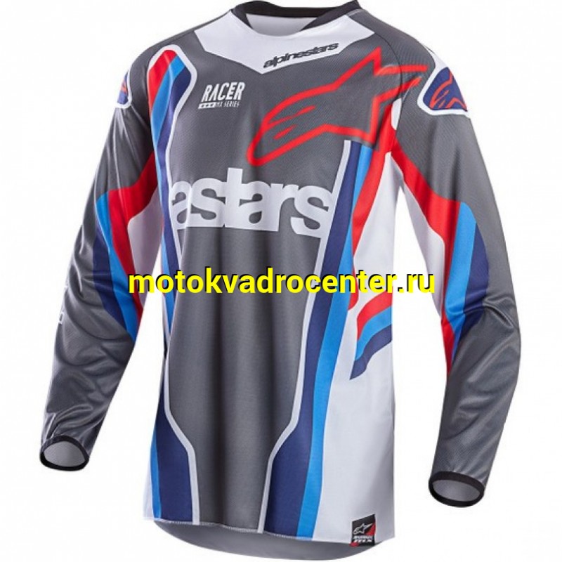 Купить  Джерси (футболка для мотокросса) V-RUS AlpineStars Racer (цвет: серый/белый) (XL) (шт) (МотоЯ купить с доставкой по Москве и России, цена, технические характеристики, комплектация фото  - motoserp.ru