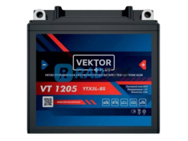 Купить  Аккумулятор 12в  5а (150х66х94) Vektor (шт) (VT 1205 купить с доставкой по Москве и России, цена, технические характеристики, комплектация фото  - motoserp.ru